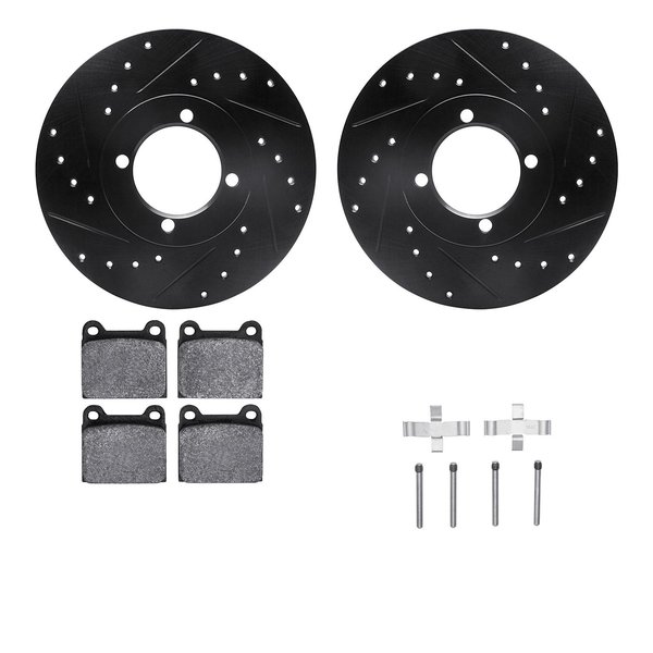 Dynamic Friction Co 8512-22004, Rotors-Drilled and Slotted-Black w/ 5000 Advanced Brake Pads incl. Hardware, Zinc Coated 8512-22004
